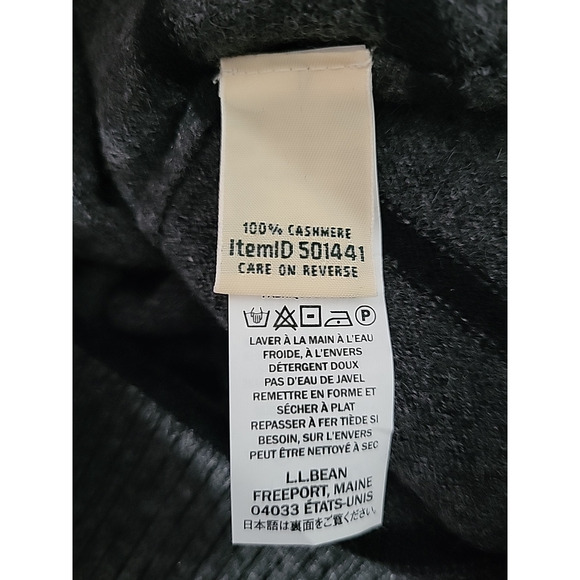 L.L.Bean 100% Cashmere V-Neck Sweater Men M Charcoal Gray Stripe Classic Office - Picture 5 of 12